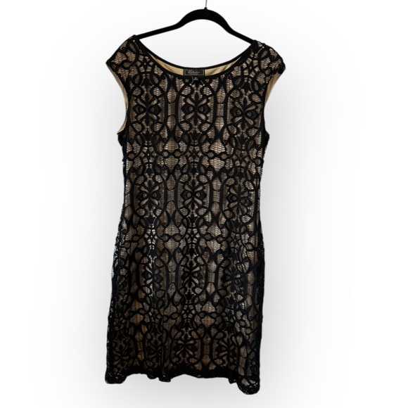 dressbarn Dresses & Skirts - dressbarn Black Lace Overlay Midi Dress